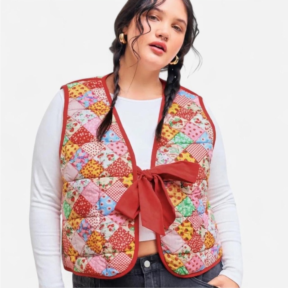 Cider Red Patchwork Vest Reversible Size 1xl - image 5